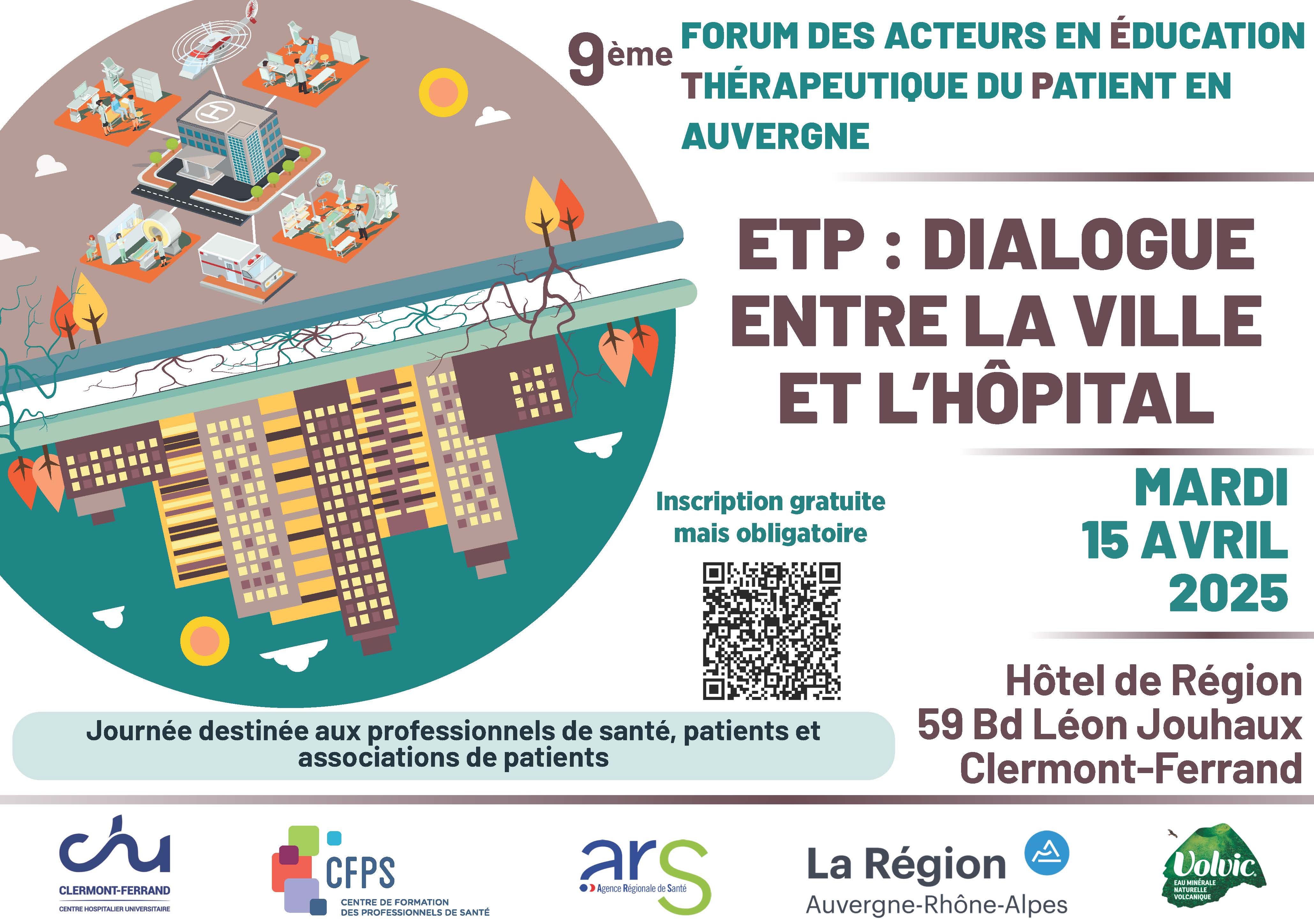 [PROGRAMME ET INSCRIPTION AU 9ème Forum des acteurs en Education Thérapeutique du Patient en Auvergne]