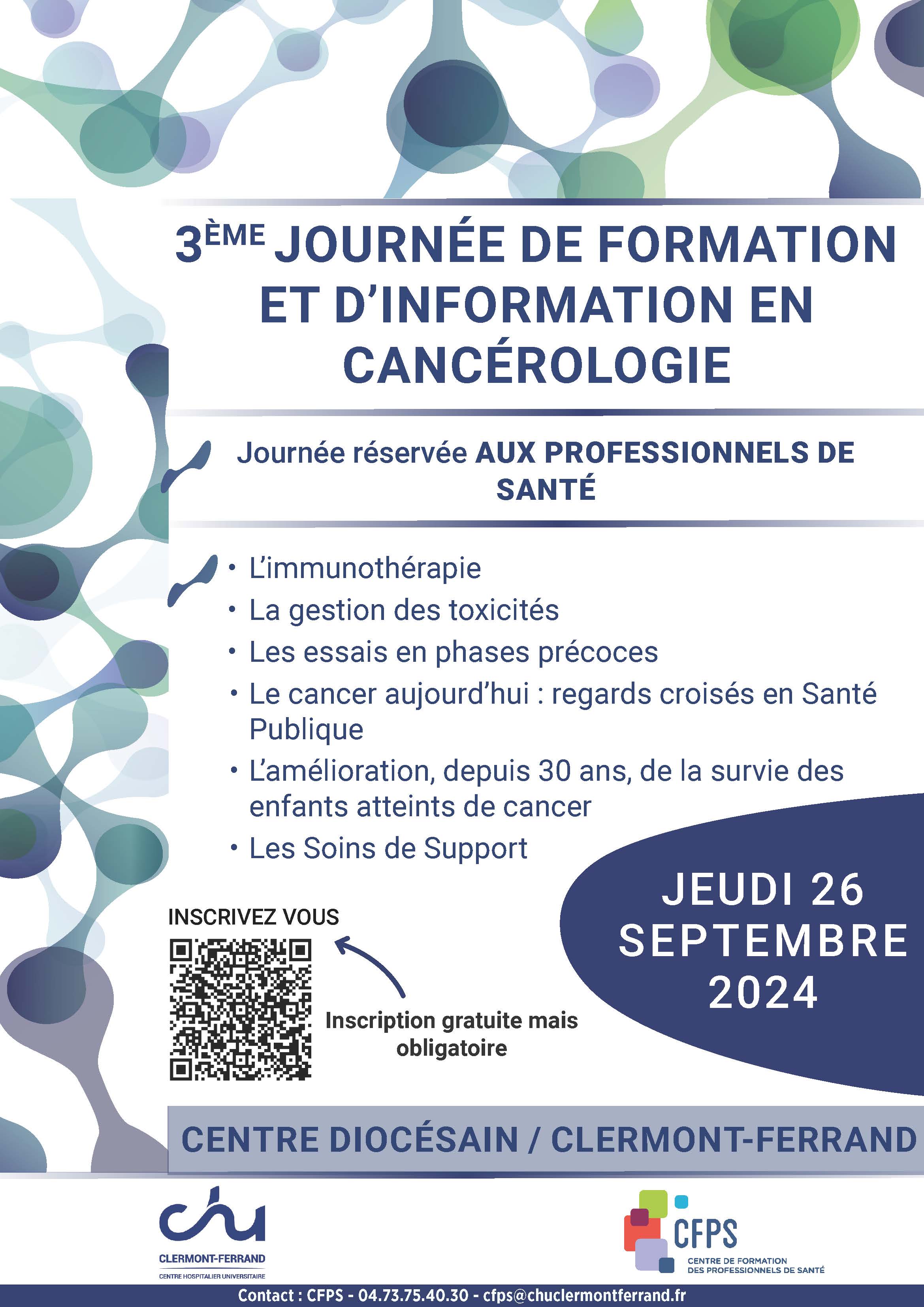 INSCRIPTION A LA 3ème JOURNÉE DE FORMATION ET D’INFORMATION EN CANCÉROLOGIE