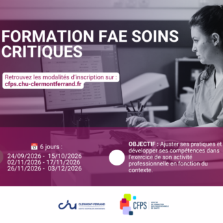 Places restantes sur la formation FAE soins critiques/ début 24 septembre 2026
